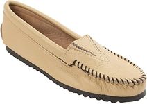 Minnetonka Women's Deerskin Gore Front Moccasin,Champagne Deerskin,9 M US