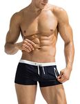 COOFANDY Mens Swim Trunks Swimwear Bathing Suit Swim Brief Square Leg Board Short S-3XL, 1 - Navy and White, Large
