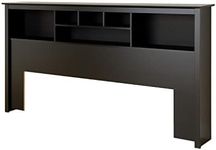 Prepac King Size Bed Headboard: Stylish Black King Headboard with Bookcase for King Size Beds, Freestanding (81.5" W x 43" H x 11" D) - BSH-8445