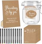 Suzile 76 Pcs Baby Shower Game Prizes Advice Baby Shower to Baby Parenting Tip Jar Sign for New Parents 60 Cards 12 Pens 2 Cute Stickers 1 Pet Bottle for New Parents Guest Party(Vintage Theme)