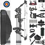 CENWTY Archery Compound Bow Set 20-70 LBS, Draw Length 24"-30", up to IBO 320 fps, Hunting Compound Bow with All Accessories for Archery Hunting Target Shooting Practice RTH (Black Right-Hand)