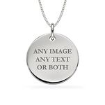 Personalised Sterling Silver Necklace Disc Pendant Plain 20mm Jewellery 925 Sterling Silver Engraved Custom Gift +Free Silver Necklace