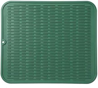 MicoYang Silicone Dish Drying Mat for Multiple Usage,Easy clean,Eco-friendly,Heat-resistant Silicone Mat for Kitchen Counter or Sink,Refrigerator or Drawer Liner Green XL 18 inches x 16 inches