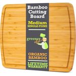 GREENER CHEF 15 Inch Medium Cutting Board with Lifetime Replacements, Bamboo Cutting Boards for Kitchen, Butcher Block, Medium Wooden Chopping Board for Meat, Veggies, Non Toxic Charcuterie Board