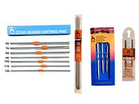 PONY Knitting Pins(25cm)- Set of 7(Size:6G to12G) & Knitting Needle for Neck No.12(23cm) Pair of 4 & Large Eye Loops Wool Needles-Set of 3 & Stainless Steel Needles-Set of 2