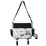 Inshere Kawaii Messenger Bag with Cute Pins and Ornament, Casual Crossbody Bag Japanese Shoulder Bag for Women Men Black