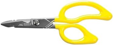 Klein Tools 26001 Scissors, Made in USA, All-Purpose Electrician's Scissors with Cable Cutting Notch, Serrated Blades, Deburr Notch, 6.75-Inch