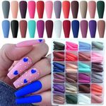 LoveOurHome 576pc Matte Coffin Press on Nails Long Ballerina Fake Nails Full Cover Colored Artificial False Fingernails French Tips Acrylic Manicure Decor 24 Colors with Case for Women Teen Girls
