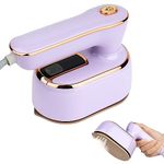 AUAUY Mini Steam Iron, 1000W Portable Handheld Travel Steam Iron, 180° Rotating Handle Converts Iron into Handheld Steamer, 20s Fast Heat Up, 2-in-1 Foldable Steamer Iron for Home and Travel(Purple)