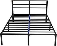 UrbanLab NEST Slumber QuickLock 14 Inch Metal Platform Collapsible Bed Frame with Headboard | Mattress Foundation | No Box Spring Needed | Non-Slip & Easy Assembly | Version 2 | Black, Queen Size