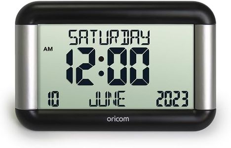 Oricom VISO8 Digital Clock with 7.5' LCD Display - Alzheimer Dementia Sight Impaired, Non-abbreviated Display of Day, Date, Month and Year, Wall Desk Mount, 8 Languages, Key Lock Function