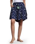 B STORIES Women's Viscose Navy Floral Print Culotte Shorts (LCULO-001-23053-L, Large, Navy Floral)