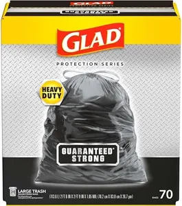 Glad Bolsas de basura grandes con cordón, 30 galones, 70 unidades