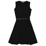 A2Z 4 Kids Girls Party Fashion Dresses with Free Belt Summer - Skater Sleeveless Black 9-10