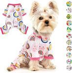 KUTKUT Small Dog Pajamas,Dog Spring Doggie Onesies Summer Pet Jammies Dog Clothes For Kitten Puppies Dogs Girl,Cat Apparel Outfit (S,Chest:35Cm,Length:25Cm) Only For Miniature Breed, Multicolor