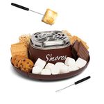 Nostalgia Indoor Electric S'mores Maker - Smores Kit - 4 Compartment Trays - Movie Night Supplies - Balcony Decor - Brown