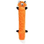 ZippyPaws - Jigglerz Tough No Stuffing Squeaky Plush Dog Toy with Crinkle Head and Tail - Fox