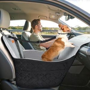 Pawaboo Dog Car Seat for Small Medium Dogs, Dog Booster Car Seat with Safety Belts & Elevated Thick Cushion, Detachable Washable Travel Pet Seats Bed for Cars with Storage Pocket Fits Front/Back Seats