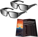 2 Plastic Solar Eclipse Glasses, Approved 2024, CE and ISO Certified Safe Shades for Direct Sun Viewing+ Solar Eclipse Guide