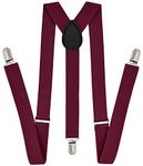 trilece Wine Burgundy Suspenders for Men - Adjustable Unisex Y Back Men's Women's Costume Tuxedo Dress Suspenders Strong Clips, Wholesale (Burgundy, 6)