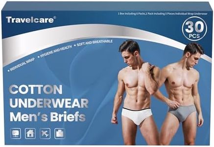 30 Packs Mens 100% Cotton Disposable Underwear Briefs Gift Box Set for Travel Fitness Hotel Spa Hospital Mid Waist (Grey&White,XXL)
