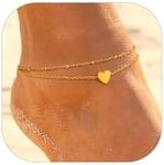 PROSTEEL Gold Plated Anklet for Women, Cuban/Figaro/Rope Chain Ankle Bracelets Adjustable Stainless Steel -Send Gift Box (Gold Plated-heart)
