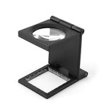 Illuminated Loupe, 10X Microscope Zinc Alloy Folding Magnifier Loupe with Scale for Textile Optical Foldable Magnifying Glass