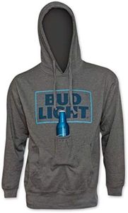 Bud Light Logo Beer Pouch Hoodie, Gray, Large