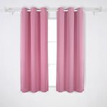 Deconovo Blackout Room Darkening Thermal Insulated Curtains, Energy Efficient & Noise Reducing Grommet Window Drapes for Bedroom, Living Room, Nuresrey, Kids Room, 42x63 Inch, 2 Panels, Pink