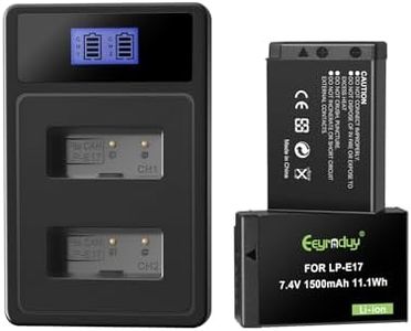 Eeyrnduy 2-Pack LP-E17 Batteries and Dual Charger Set for Canon EOS R100 EOS R50 RP R10 R8,Rebel T8i, T7i, T6i, T6s, SL2, SL3, EOS M3, M5, M6, 200D, 77D, 750D, 760D, 800D, 8000D, Digital Camera