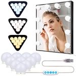 Anmossi Makeup Mirror Lights,Hollywood Style Vanity Mirror Lights Kit with USB Power Cord and 10 Dimmable LED Bulbs,5 Level Brightness,3 Light Color Modes,LED Mirror Light(No Adapter)