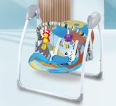 INFANTSO Automatic Baby Swing with Hanging Toys and Remote Control for Newborn Baby (Blue)