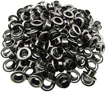 Amanaote 5mm Internal Hole Diameter Gun Black Eyelets Grommets with Washer Self Backing Pack of 200 Sets