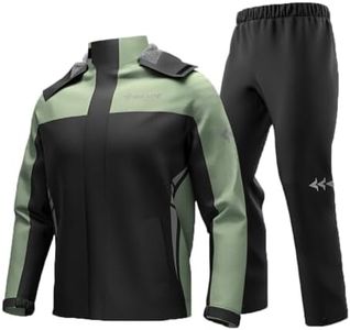YEASQGS Motorcycle Rain Suit Reflective Waterproof Rain Gear 2 Piece Set with Jacket & Pant for Adult Cycling Riding Motorbike Suit, Green, XL