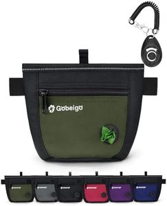 Gobeigo Dog Treat Pouch and Training Clicker, Upgrade Two Magnetic Closure to Prevent Spills, 2 Cup Treat Bag with Poop Bag Dispenser, Metal Clip Waist Belt Fanny Pack for Pet Walk (Black/Army Green)
