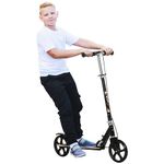 HOMCOM Foldable Kick Scooter for Toddler with Adjustable Height, Brake and Big Wheels for Ages 7-14 Years - Black