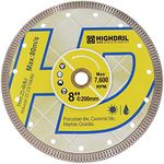 HIGHDRIL Diamond Saw Blade - 8 Inch Diamond Tile Blade Disc Cutting Porcelain Tile Ceramic Granite Marble Dry or Wet Use Circular Saw Blade with Turbo X Mesh