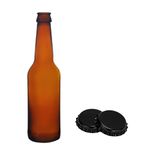 Vigo Presses 330ml Amber Beer Bottles - Easy Storage for Homebrew Beer and Cider - 40 Bottles with Black Crown Caps