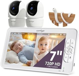 Comfyer 7" Split-Screen Baby Monitor with 2 1080P Cameras, 720P HD No WiFi Monitor with a Flexible Bracket, Video Baby Monitor with Camera and Audio, 2 Way Audio, Remote PTZ, Auto Night Vision