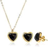 Temoto Black Gold Jewelry Sets for Women - Trendy Dainty Necklace and Earring Sets for Women Valentine Gifts for Her Wife Women Fashion Love Teenage Women Gifts