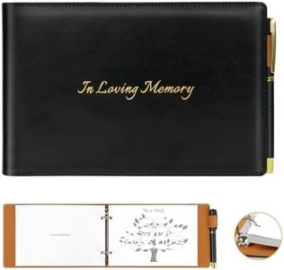 Funeral Guest Book for Memorial Service, Black Leather Celebration of Life Guest Book with Pen, 120 Pages Loose-leaf In Loving Memory Funeral Registry Sign in Book for Mourning Honoring Loved Ones