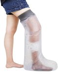 Waterproof Leg Cast Cover for Shower Bath, Adult Full Leg Cast Shower Cover Leg Watertight Sealed to Keep Wounds Dry, Bandage Cast Protector for Leg Knee Foot Ankle Surgery, No Mark on Skin Reusable