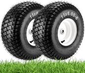【Upgraded】15x6.00-6" Lawn Mower Tires with 3/4" Iron Bushing, 3" Offset Hub 4 Ply Heavy Duty Replacement for Craftsman Mower, Garden Lawn Tractors 2-Pack by Cenipar