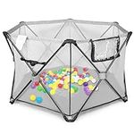 LIVINGbasics Foldable Baby Playpen, Portable Toddlers Playard with Breathable Mesh for Indoor Outdoor Activity Center