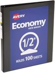 Avery Economy View 3 Ring Binder, 0.5" Round Rings, 1 Black Binder (05751)