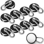 FINDMAG Heavy Duty Magnetic Hook, 150LBS+ Strong Black Magnetic Carabiner with Hooks, Neodymium Magnets Hooks for Hanging, Magnets with Swivel Carabiner Hook for Cruise Cabins, Home, Garage, 10 Pack