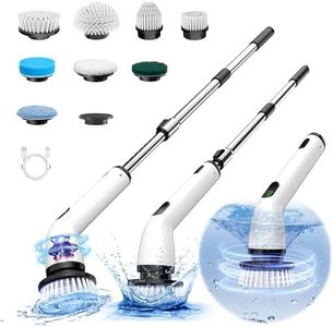 Electric Spin Scrubber, 2024 New Full-Body IPX7 Waterproof Cordless Bathroom Scrubber with 8 Replaceable Heads, Upgraded Extension Handle, Shower Cleaning Brush for Bathtub, Tile, Floor