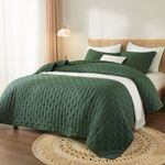 HiSnug Lightweight Quilt Sets Queen Size, Soft & Breathable Bedspread with Pillow Shams, Ultrasonic Quilting Reversible Bedding Coverlets for All Seasons, 3 Pieces, (1 Quilt & 2 Pillow Shams), Green