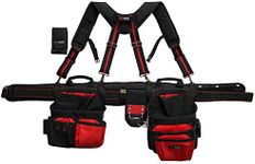 MELOTOUGH Pro Framer Combo System-Magnetic Tool Pouch Build Heavy Duty Carpenter Tool Belt and Multi Function Tool Belt Suspenders（red)