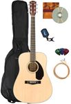 Fender CD-60S Solid Top Dreadnought Acoustic Guitar - Natural Bundle with Gig Bag, Tuner, Strings, Picks, Fender Play Online Lessons, and Austin Bazaar Instructional DVD